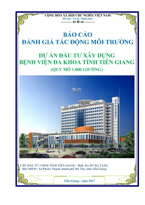 Báo cáo đánh giá tác động môi trường bệnh viện đa khoa tỉnh Tiền Giang